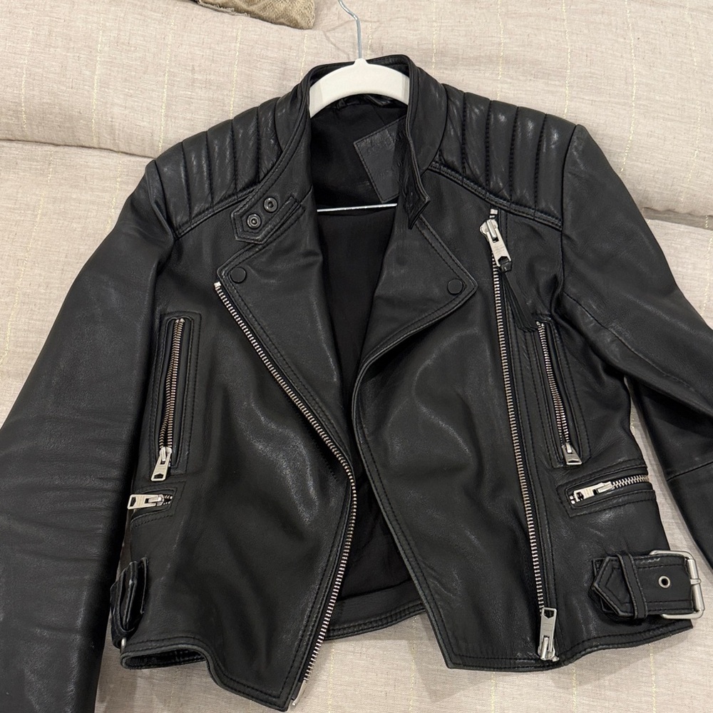 All Saints Black Leather Biker Jacket